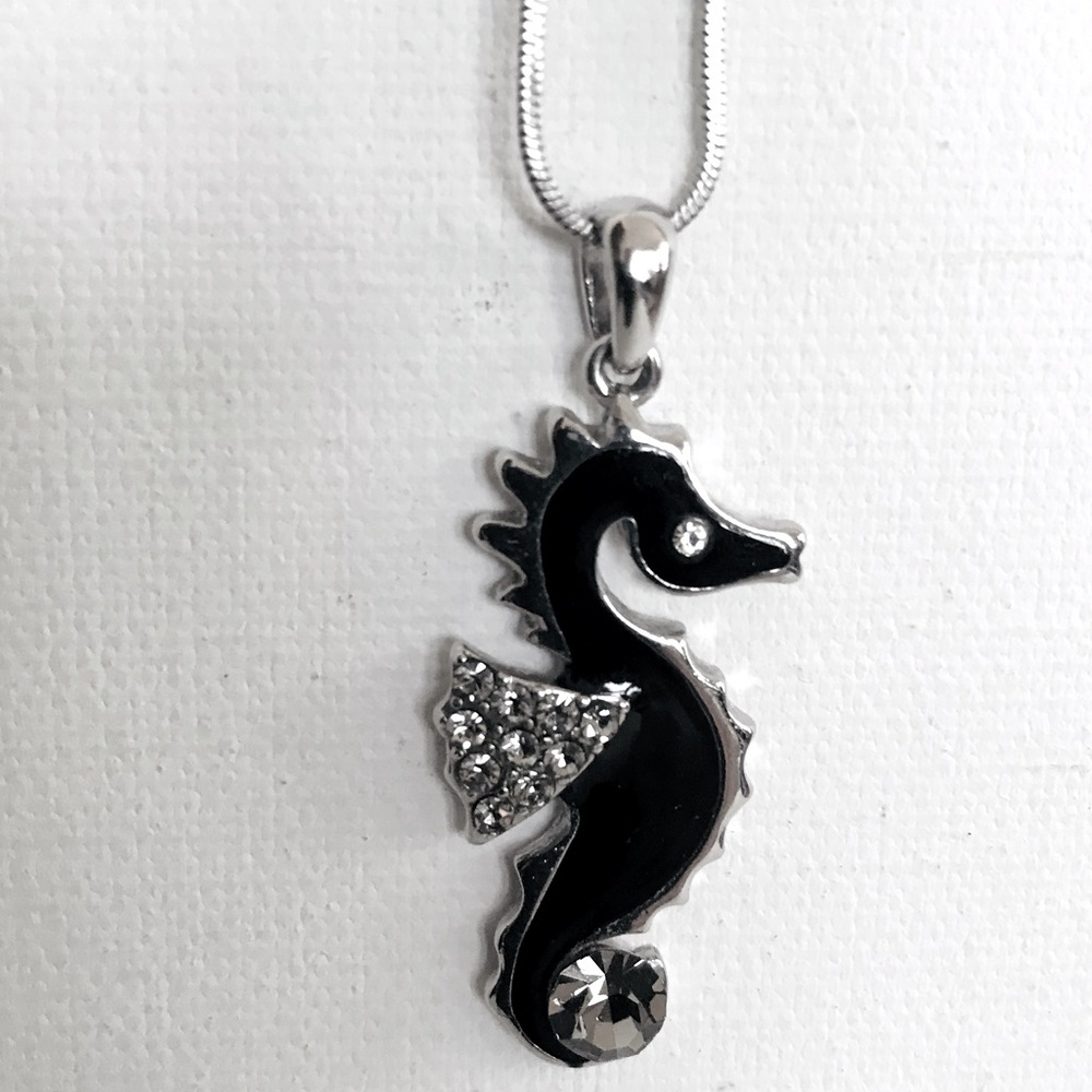 Unique  Seahorse Necklace Silver Tone
